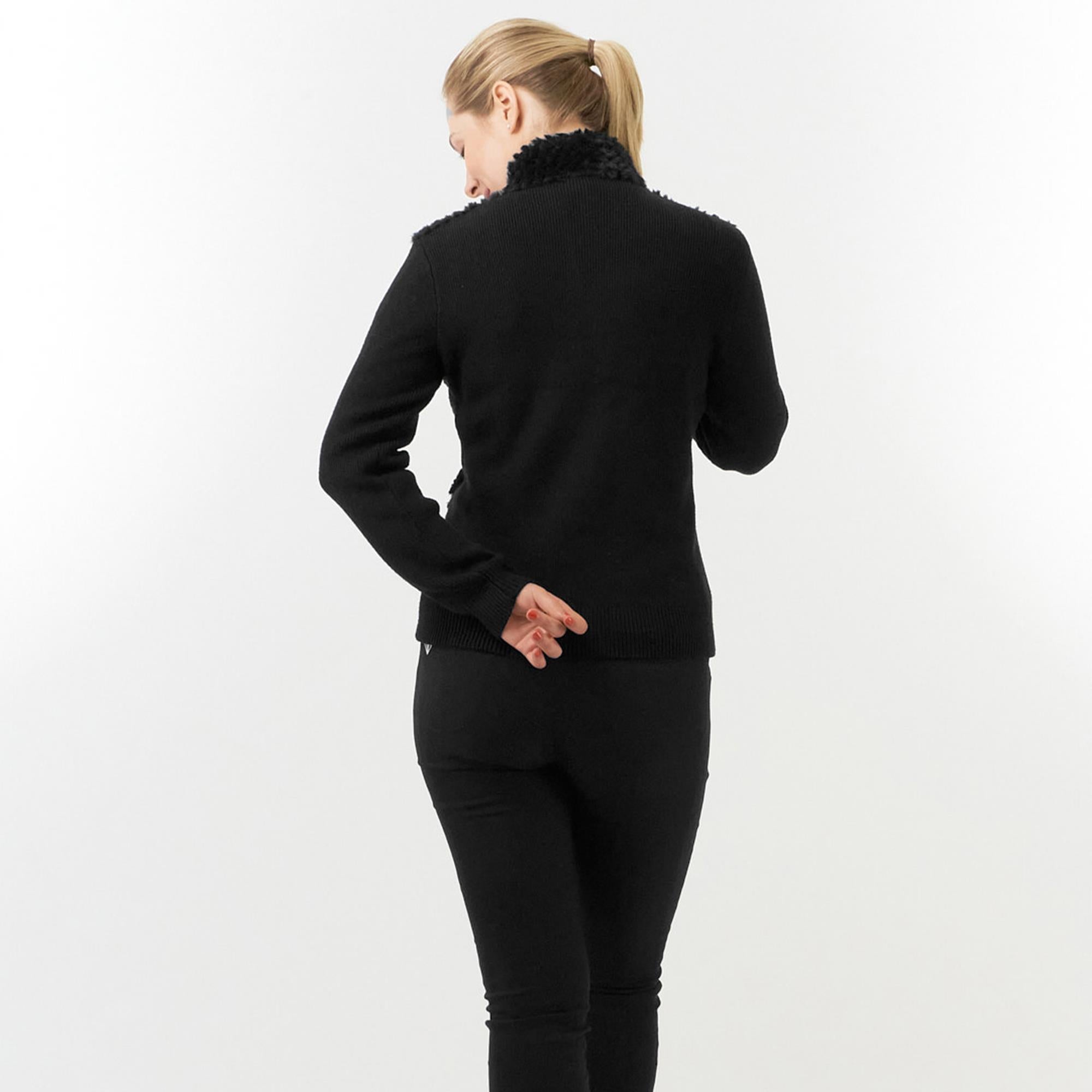 Pure Golf Ellisa Knitted Faux Fir Front Ladies Golf Mid Layer Black